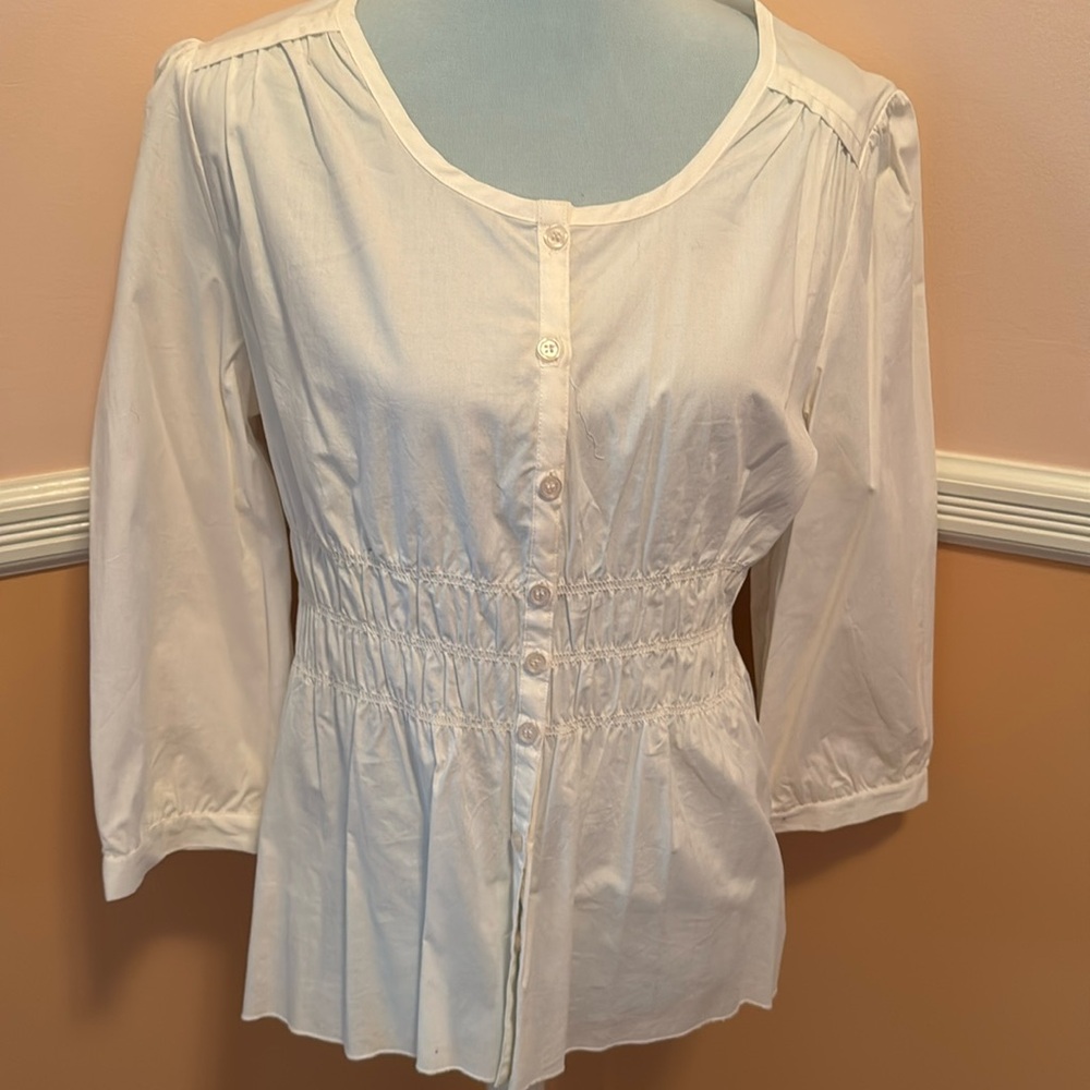 White cotton blouse— 3/4 sleeves